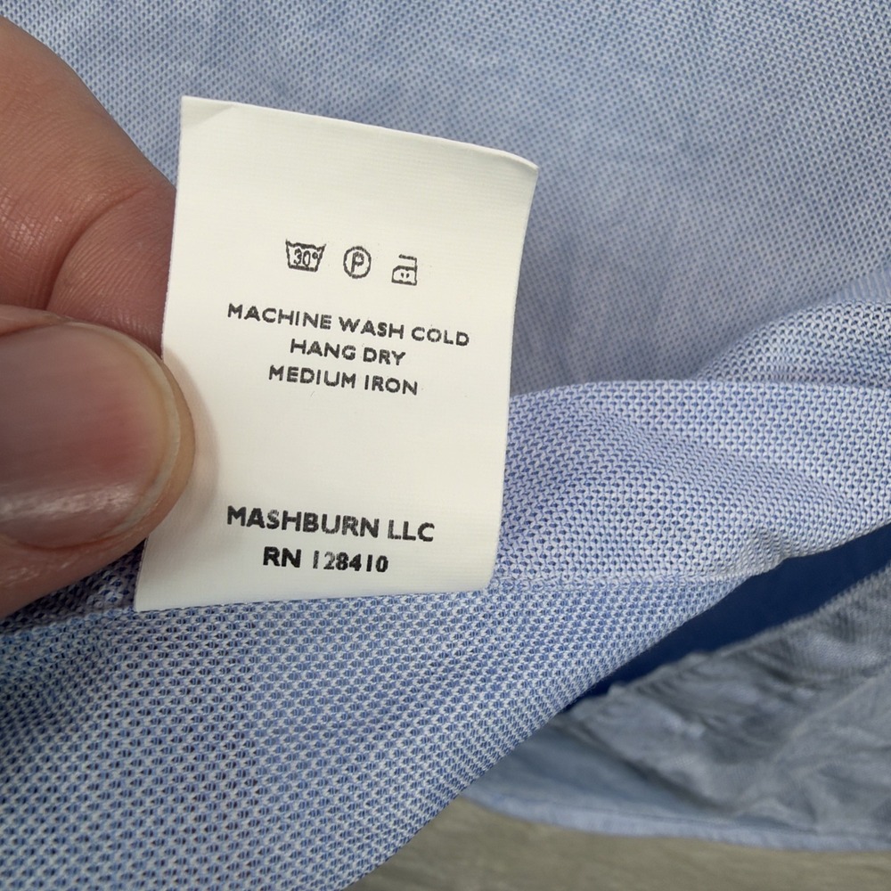 Sid Mashburn Mens Dress Shirt 16.5 35 Blue Long Sleeve Spread Collar Classic - Picture 7 of 10